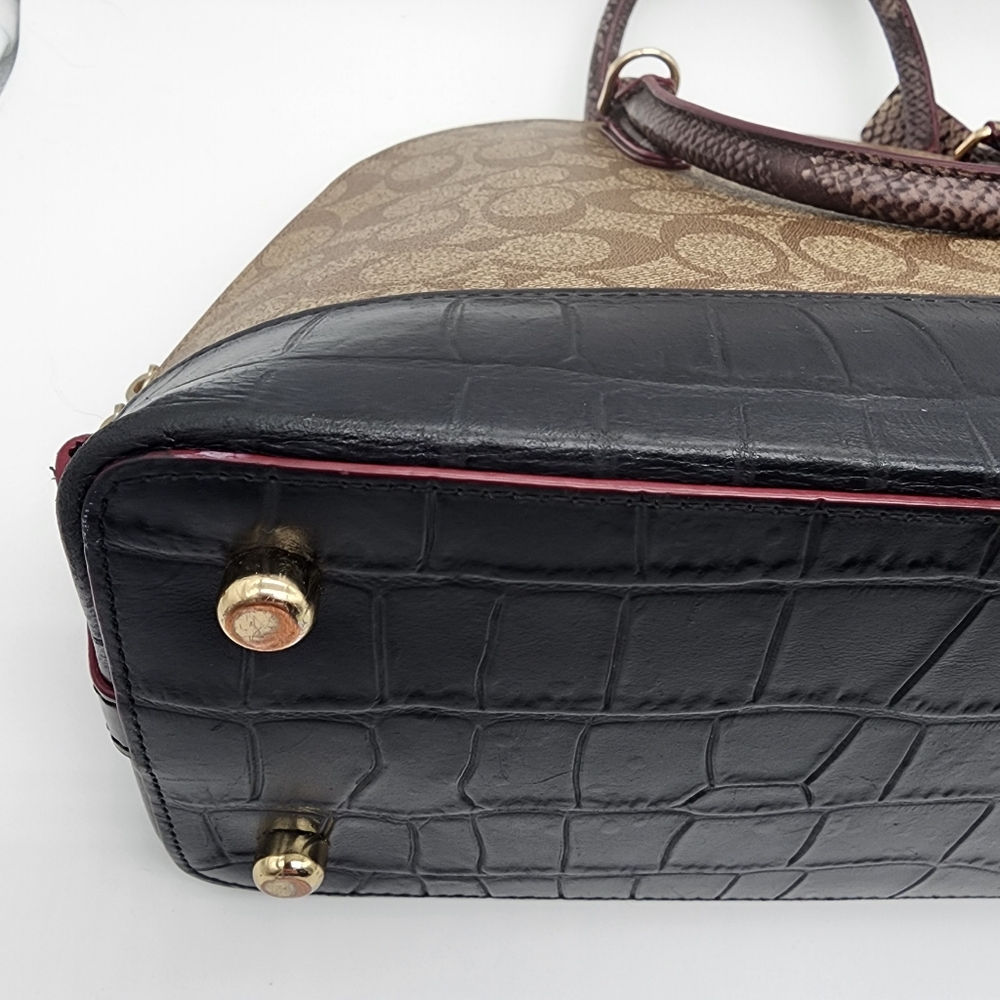 Coach Signature Sierra Exotic Mix Leather Satchel Handbag with FLAW - Picture 14 of 16